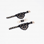 Черные наручники с золотистой фурнитурой - Crazy Handmade - купить с доставкой в Петрозаводске