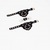 Черные наручники с золотистой фурнитурой - Crazy Handmade - купить с доставкой в Петрозаводске