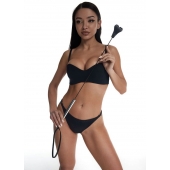 Стек с черным кожаным наконечником в виде сердца и металлической ручкой - 67 см. - Crazy Handmade - купить с доставкой в Петрозаводске