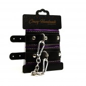 Черно-фиолетовые скругленные наручники с мягкой подкладкой - Crazy Handmade - купить с доставкой в Петрозаводске