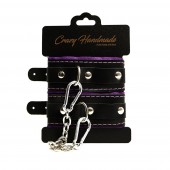 Черно-фиолетовые скругленные наручники с мягкой подкладкой - Crazy Handmade - купить с доставкой в Петрозаводске