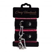 Черно-розовые скругленные наручники с мягкой подкладкой - Crazy Handmade - купить с доставкой в Петрозаводске