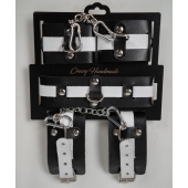 Набор фиксаторов из черной и белой натуральной кожи - Crazy Handmade - купить с доставкой в Петрозаводске