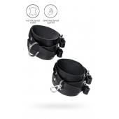 Черные кожаные оковы с двумя перекрёстными ремешками - Pecado - купить с доставкой в Петрозаводске