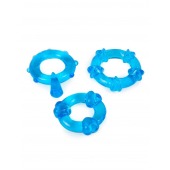 Набор из 3 синих эрекционных колец с различным рельефом - Erowoman-Eroman - в Петрозаводске купить с доставкой