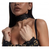 Черный ажурный чокер с золотистой фурнитурой - Crazy Handmade - купить с доставкой в Петрозаводске