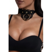 Черный чокер с клепками и золотистой фурнитурой - Crazy Handmade - купить с доставкой в Петрозаводске