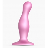 Розовая насадка Strap-On-Me Dildo Plug Curvy size M - Strap-on-me - купить с доставкой в Петрозаводске