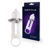 Эластичная насадка на пенис с подхватом мошонки и стимулирующими «ресничками» - Sextaz - в Петрозаводске купить с доставкой