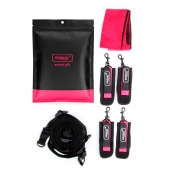 Черно-розовый эротический набор: фиксатор, оковы, наручники, повязка - Erokay - купить с доставкой в Петрозаводске