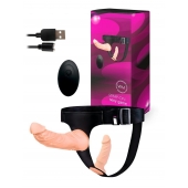 Женский страпон с 2 насадками, вибрацией и пультом ДУ - Erowoman-Eroman - купить с доставкой в Петрозаводске