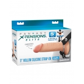 Телесный пустотелый фаллопротез 5’’ Hollow Silicone Strap-On - 14 см. - Pipedream - купить с доставкой в Петрозаводске