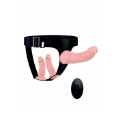 Женский страпон с 3 насадками и вибрацией - Erowoman-Eroman - купить с доставкой в Петрозаводске