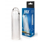 Прозрачная закрытая насадка на пенис с ребрышками - 16 см. - Sex Expert - в Петрозаводске купить с доставкой