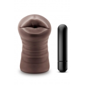 Коричневый мастурбатор-ротик Krystal Vibrating Masturbator - Blush Novelties - в Петрозаводске купить с доставкой