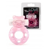 Розовое эрекционное виброкольцо в форме мишки - 1137 - в Петрозаводске купить с доставкой