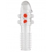 Гелевая прозрачная насадка с шариками и шипами - 14 см. - Toyfa Basic - в Петрозаводске купить с доставкой