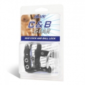 Утяжка на пенис на замочке Duo Cock And Ball Lock - BlueLine - купить с доставкой в Петрозаводске