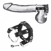 Утяжка на пенис на замочке Duo Cock And Ball Lock - BlueLine - купить с доставкой в Петрозаводске