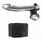 Чёрная утяжка на мошонку 1  Velcro Ball Stretcher - BlueLine - купить с доставкой в Петрозаводске