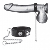 Утяжка на пенис с поводком Snap Cock Ring With 12  Leash - BlueLine - купить с доставкой в Петрозаводске