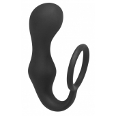 Чёрное эрекционное кольцо с анальной пробкой Double Pleasure Anal Plug - Lola Games - в Петрозаводске купить с доставкой