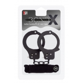 Чёрные наручники из листового металла в комплекте с веревкой BONDX METAL CUFFS LOVE ROPE SET - Dream Toys - купить с доставкой в Петрозаводске