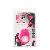 Розовое эрекционное кольцо с щеточкой LIT-UP SILICONE STIMU RING 5 - Dream Toys - в Петрозаводске купить с доставкой