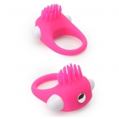 Розовое эрекционное кольцо с щеточкой LIT-UP SILICONE STIMU RING 5 - Dream Toys - в Петрозаводске купить с доставкой