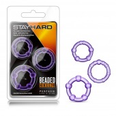 Набор из 3 фиолетовых эрекционных колец Stay Hard Beaded Cockrings - Blush Novelties - в Петрозаводске купить с доставкой