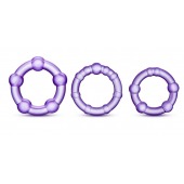 Набор из 3 фиолетовых эрекционных колец Stay Hard Beaded Cockrings - Blush Novelties - в Петрозаводске купить с доставкой