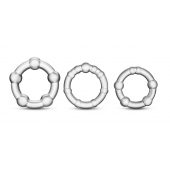 Набор из 3 прозрачных эрекционных колец Stay Hard Beaded Cockrings - Blush Novelties - в Петрозаводске купить с доставкой
