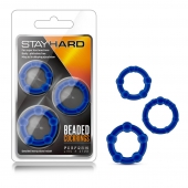 Набор из 3 синих эрекционных колец Stay Hard Beaded Cockrings - Blush Novelties - в Петрозаводске купить с доставкой