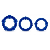 Набор из 3 синих эрекционных колец Stay Hard Beaded Cockrings - Blush Novelties - в Петрозаводске купить с доставкой
