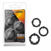 Набор из 3 чёрных эрекционных колец Stay Hard Beaded Cockrings - Blush Novelties - в Петрозаводске купить с доставкой