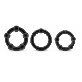 Набор из 3 чёрных эрекционных колец Stay Hard Beaded Cockrings - Blush Novelties - в Петрозаводске купить с доставкой