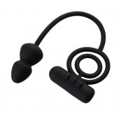 Чёрное эрекционное кольцо с вибропулькой и анальным хвостом - Erotist Adult Toys - в Петрозаводске купить с доставкой