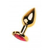 Золотистая анальная пробка с кристаллом-сердцем - 7,5 см. - ToyFa - купить с доставкой в Петрозаводске