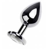 Серебристая анальная пробка с прозрачным кристаллом-сердцем - 8 см. - ToyFa - купить с доставкой в Петрозаводске