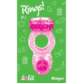 Розовое эрекционное кольцо с вибрацией Rings Ringer - Lola Games - в Петрозаводске купить с доставкой
