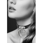 Черный чокер с двумя кольцами - Bijoux Pour Toi - купить с доставкой в Петрозаводске