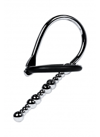 Серебристый уретральный плаг-бусины TOYFA Metal с мягким фиксириющим кольцом - ToyFa - купить с доставкой в Петрозаводске