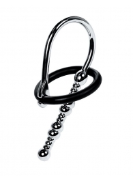 Серебристый уретральный плаг-бусины TOYFA Metal с мягким фиксириющим кольцом - ToyFa - купить с доставкой в Петрозаводске