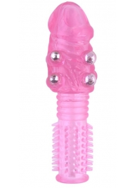 Стимулирующая розовая насадка с шишечками и шипами - 13,5 см. - Toyfa Basic - в Петрозаводске купить с доставкой