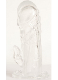 Прозрачная гелевая насадка с клиторальным отростком - 13 см. - Toyfa Basic - в Петрозаводске купить с доставкой
