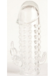 Гелевая прозрачная насадка с 2 отростками - 13 см. - Toyfa Basic - в Петрозаводске купить с доставкой