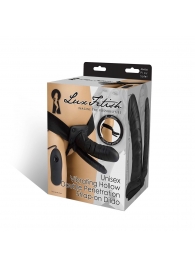 Полый страпон с двумя отростками и вибрацией Unisex Vibrating Hollow Strap-On Double Penetrating Dildo - 17,8 см. - Lux Fetish - купить с доставкой в Петрозаводске