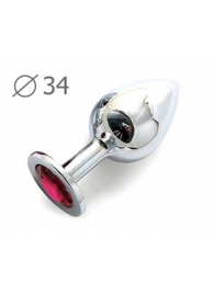 Коническая серебристая анальная втулка с малиновым кристаллом - 8,2 см. - Anal Jewelry Plug - купить с доставкой в Петрозаводске