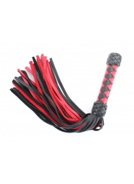 Черно-красная клеть с плетеной ручкой с ромбовидным узором - 45 см. - БДСМ Арсенал - купить с доставкой в Петрозаводске