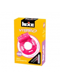 Розовое эрекционное виброкольцо Luxe VIBRO  Ужас Альпиниста  + презерватив - Luxe - в Петрозаводске купить с доставкой